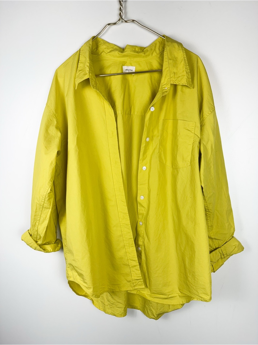 Aritzia Wilfred Free Oversized Button Down Shirt Womens Medium M Chartreuse